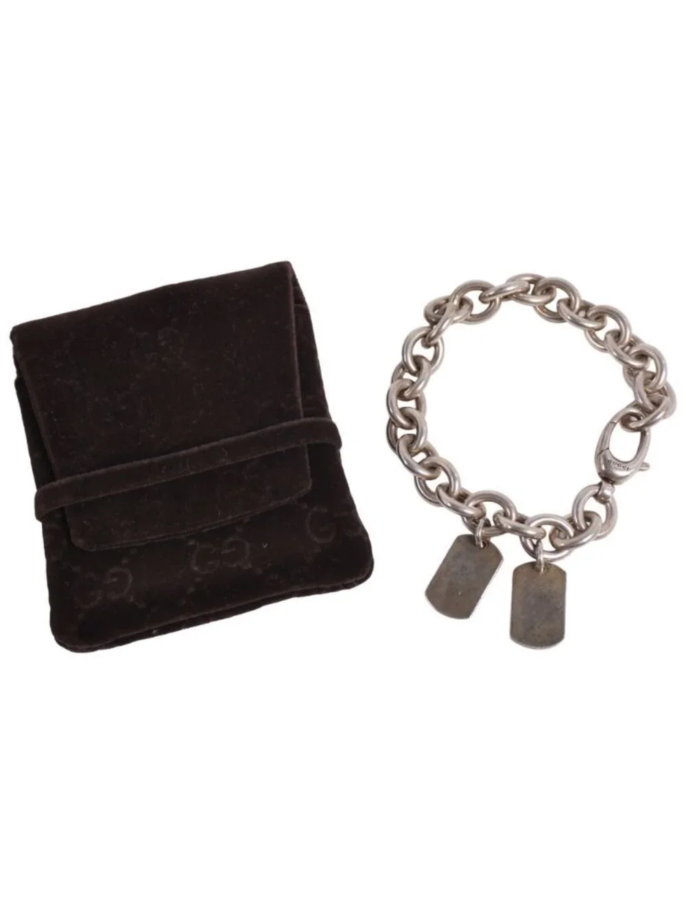 Gucci Bracelet Dog Doug Double Tag 925 Sterling Silver